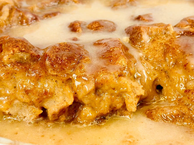 Keto bread pudding close up