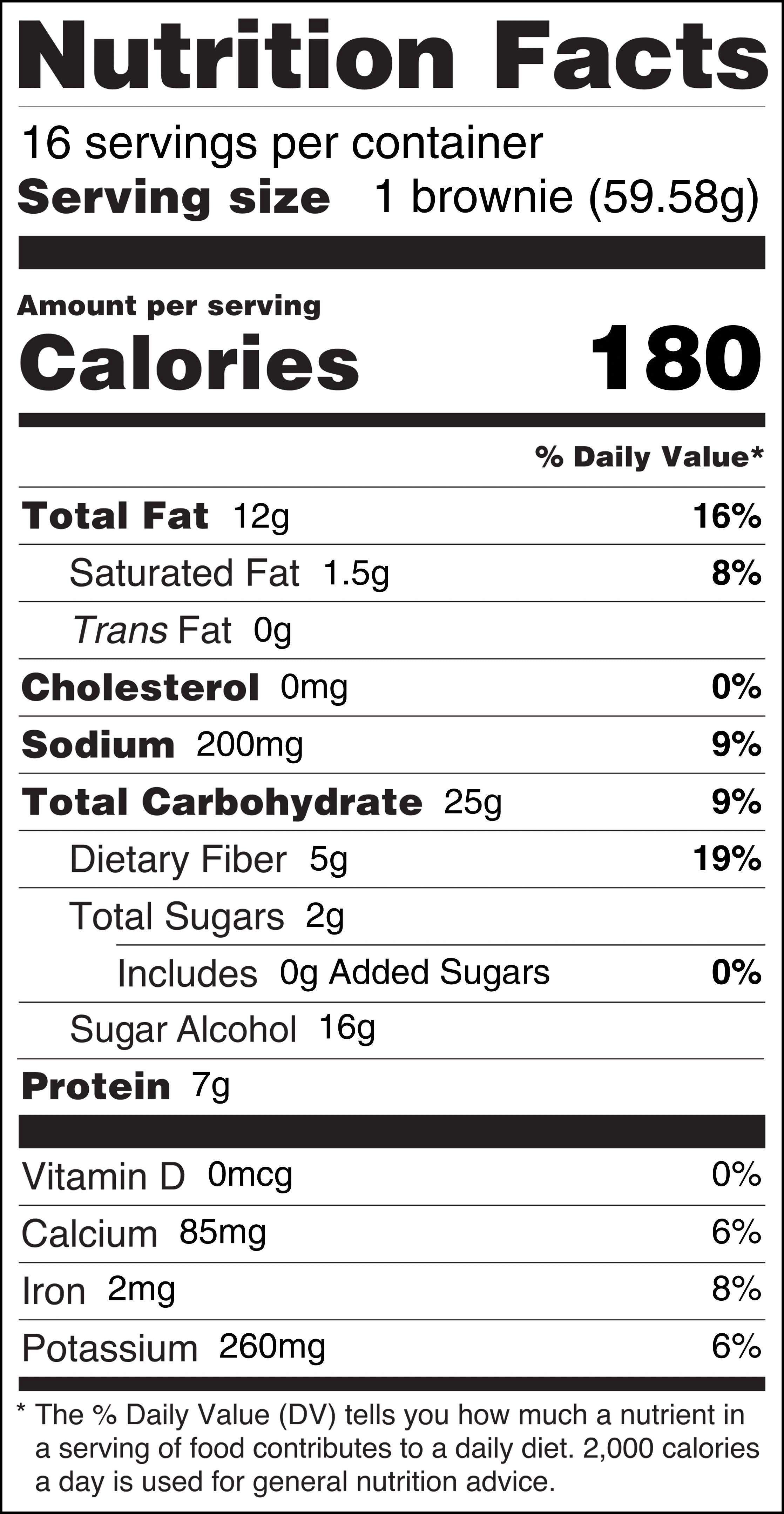Salted Caramel Brownies nutrition label