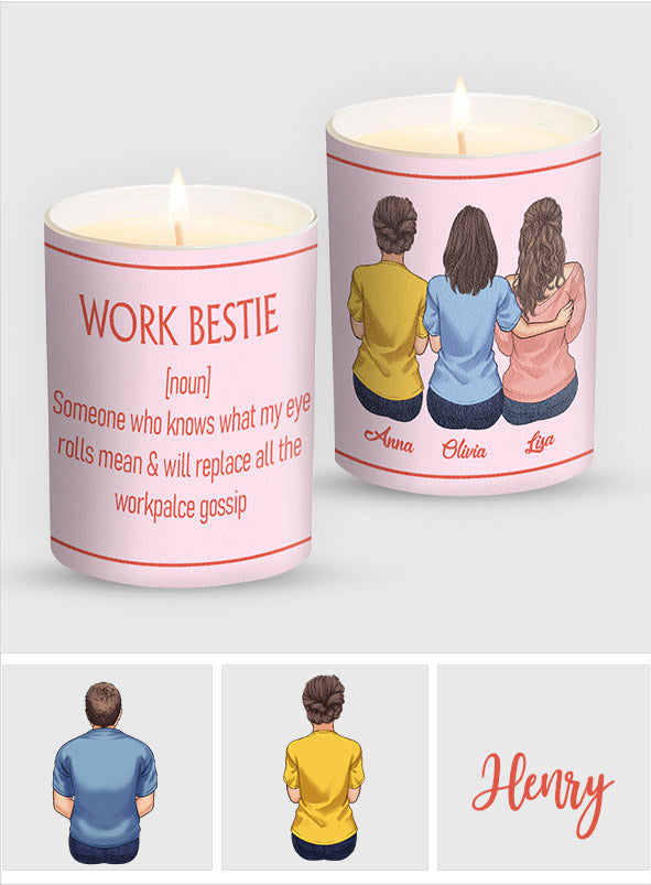 Work Bestie - Personalized Colleague Candle With Wooden Lid