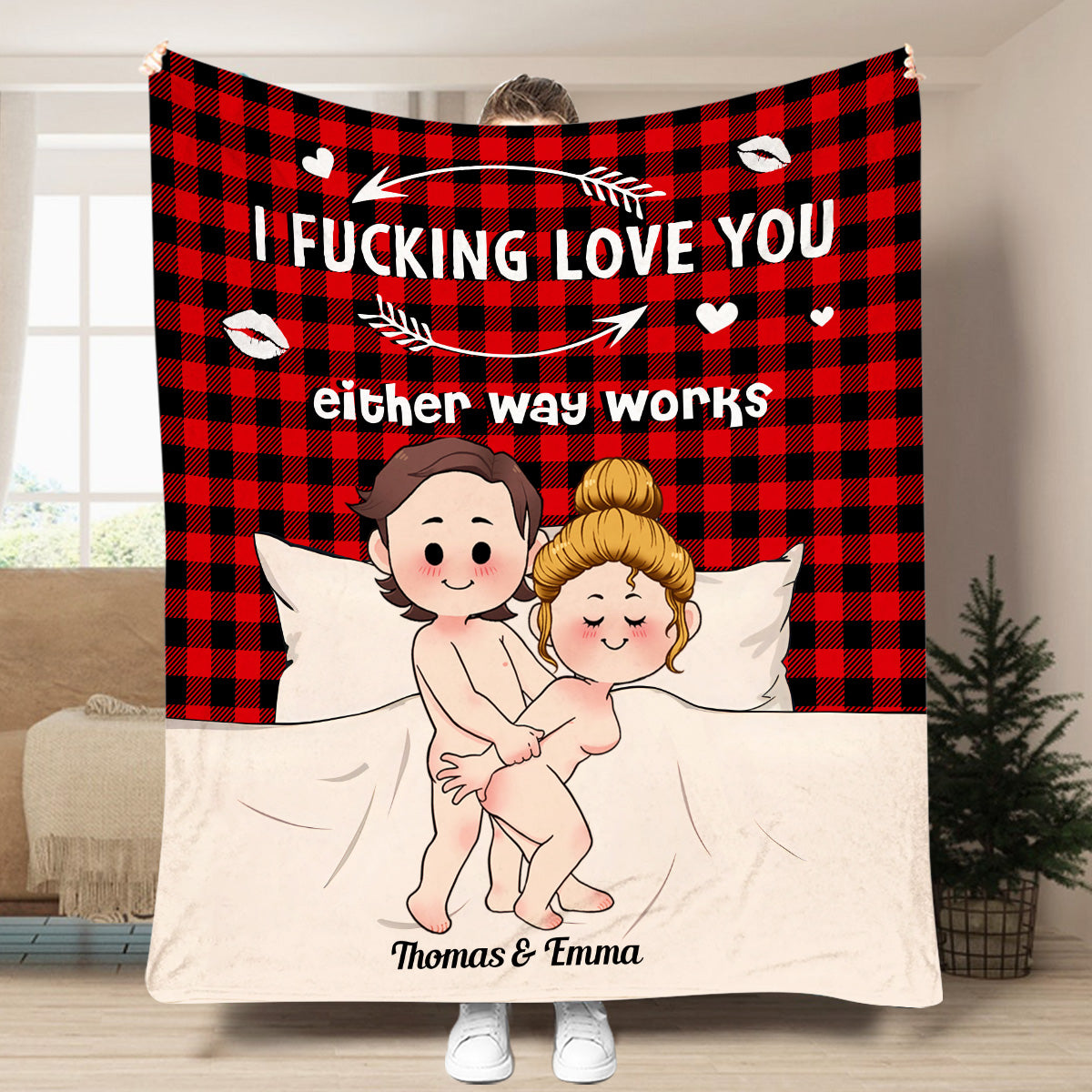 I Love Your Butt - Personalized Adult Couple Content Fleece Blanket