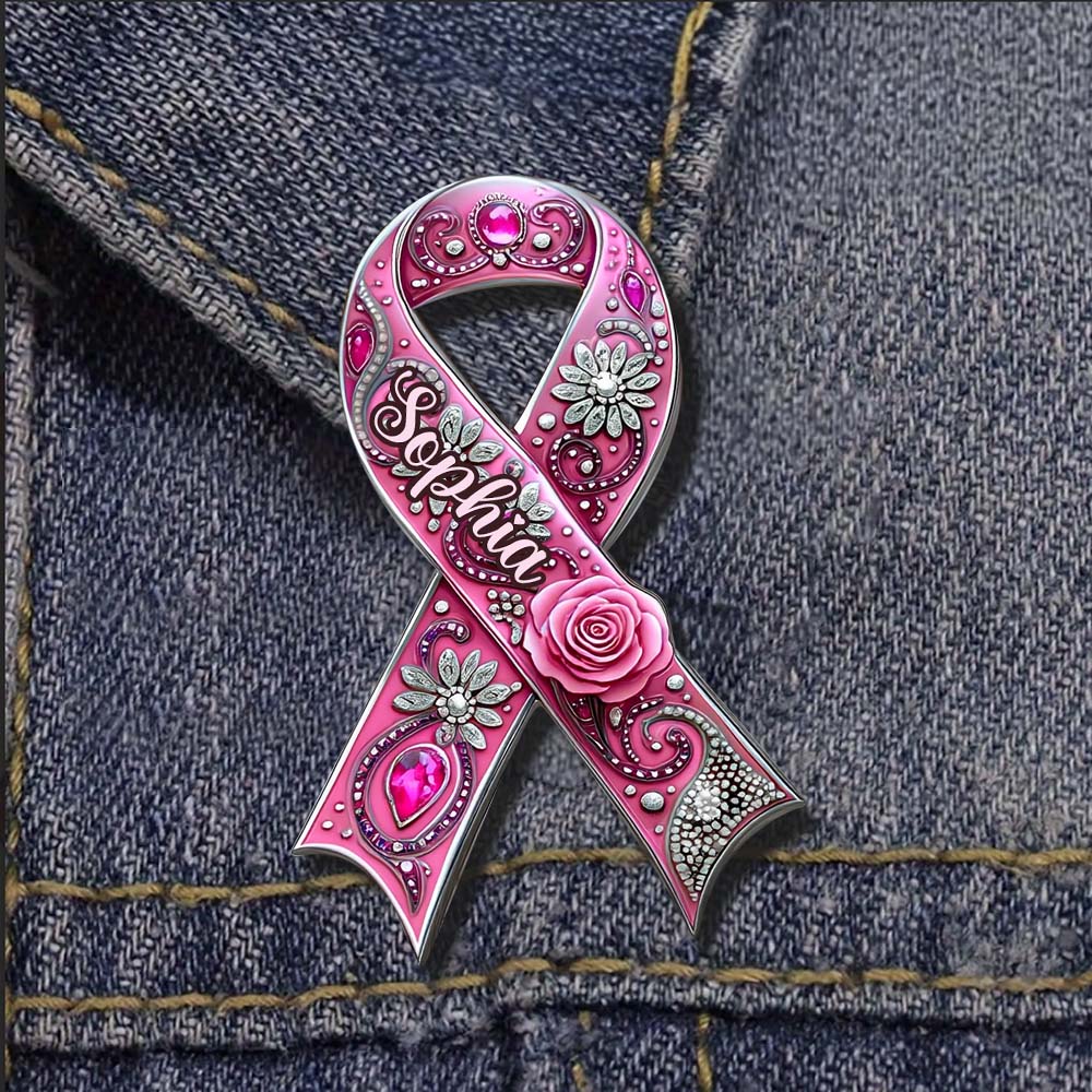 Breast Cancer Awareness - Personalized Breast Cancer Awareness Acrylic Enamel Pin
