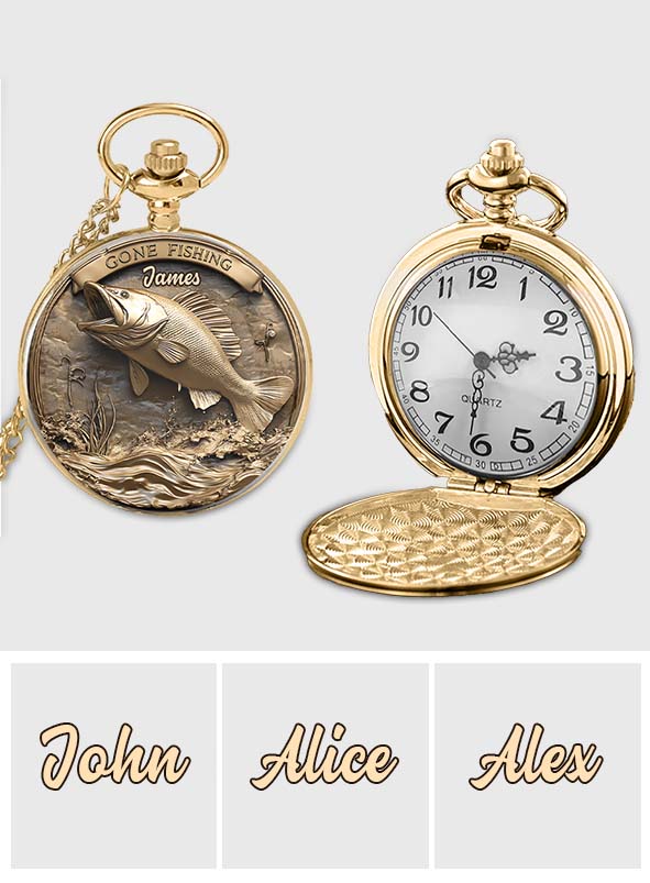 Gone Fishing - Personalized Fishing Pocket Watch