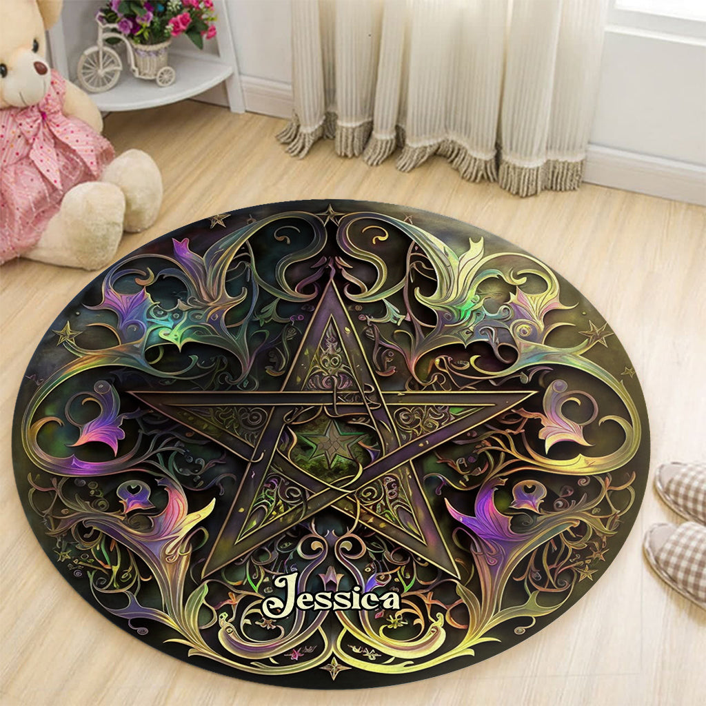 Pentagram - Personalized Witch Round Rug