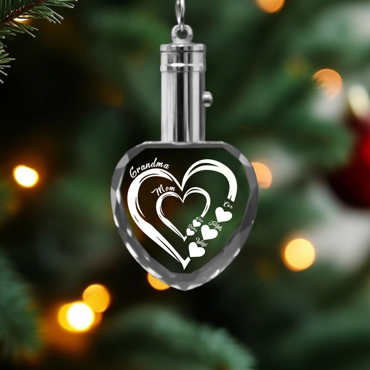 First Mom Now Grandma - Personalized Grandma LED Light Crystal Keychain