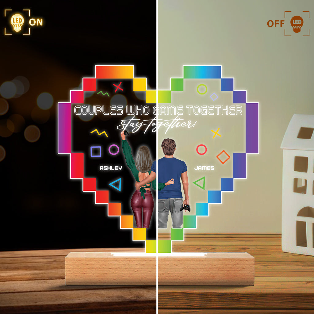 Couples Who Game Together Stay Together - Personalized Video Game Shaped Plaque Light Base