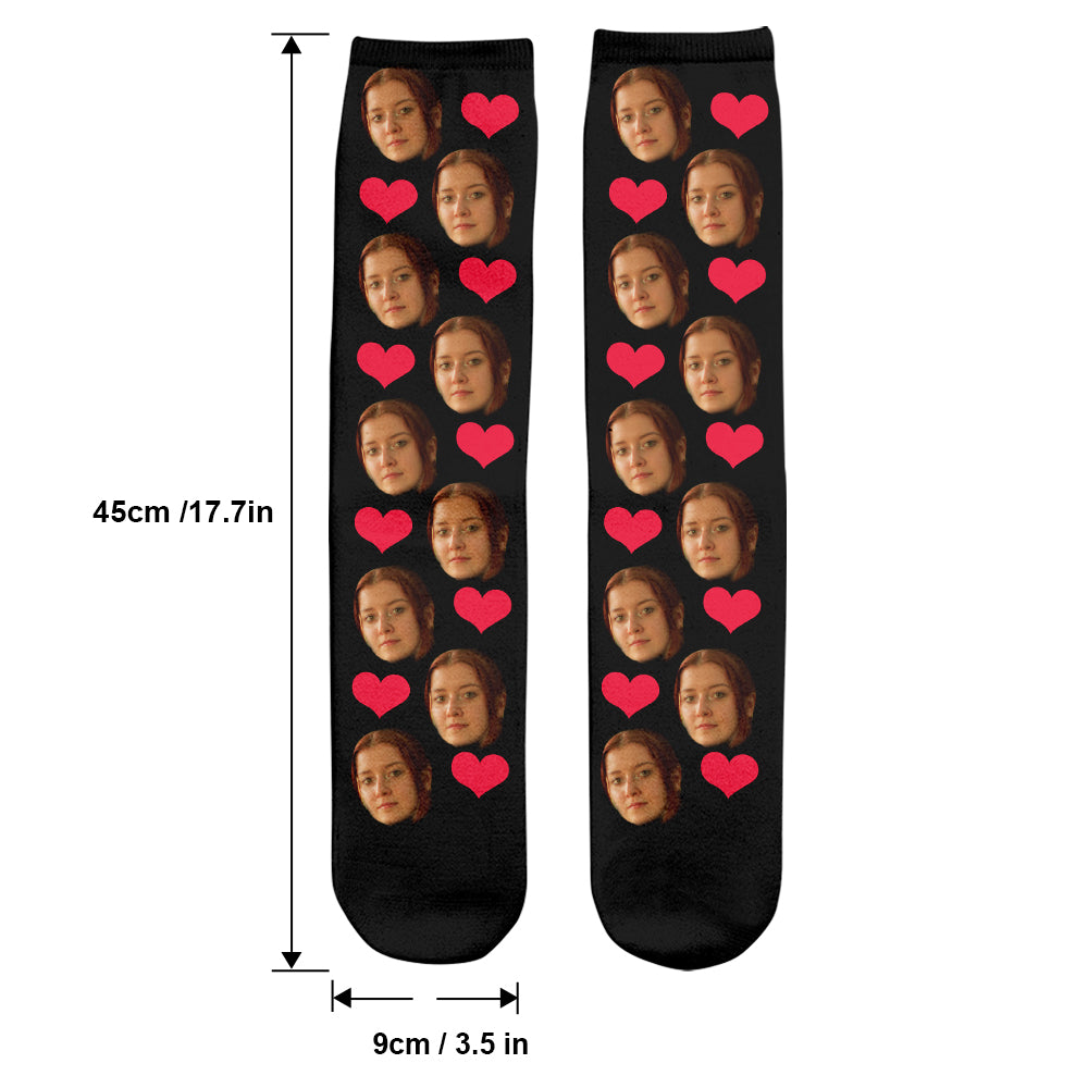 Custom Face Heart Pattern - Personalized Daughter Socks