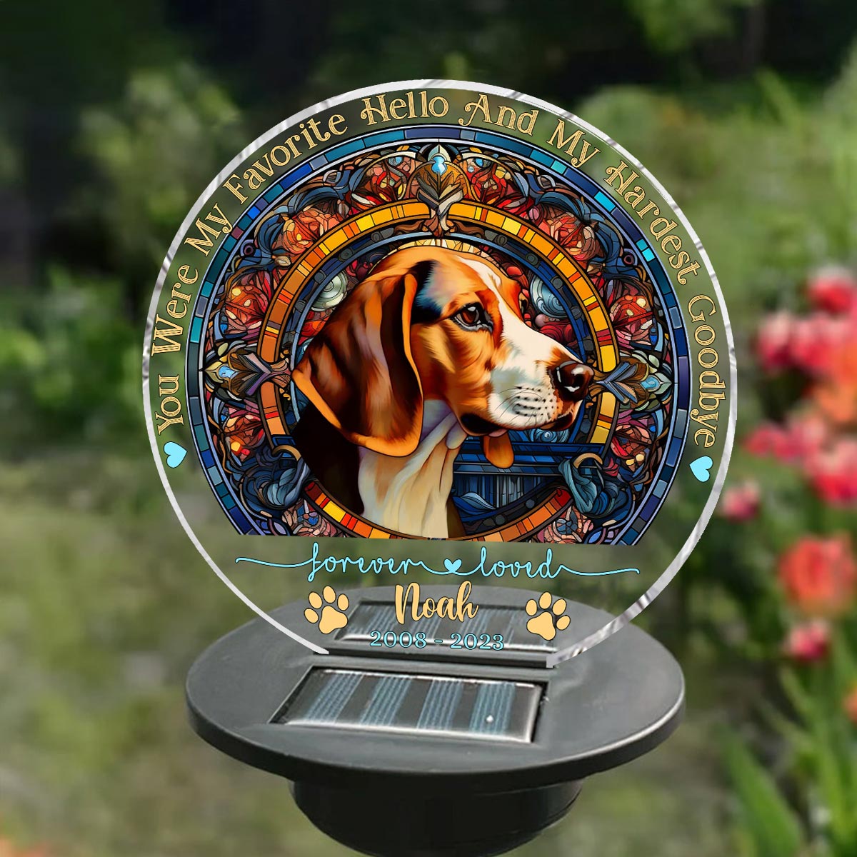 You Were My Favorite Hello - Personalized Dog Garden Solar Light