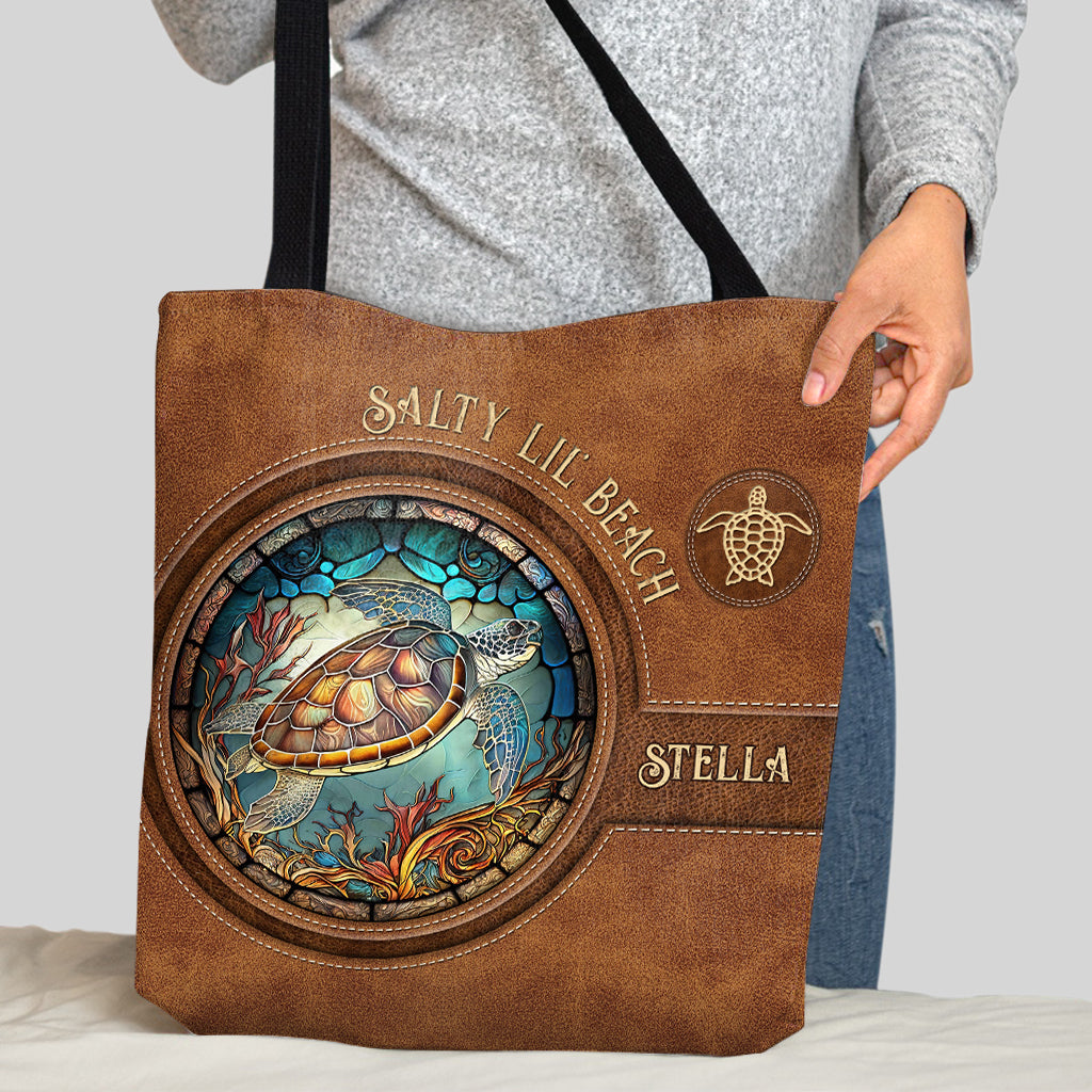 Stained Glass Turtle - Personalized Turtle Tote Bag