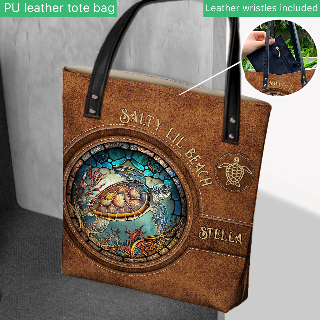 Stained Glass Turtle - Personalized Turtle Tote Bag