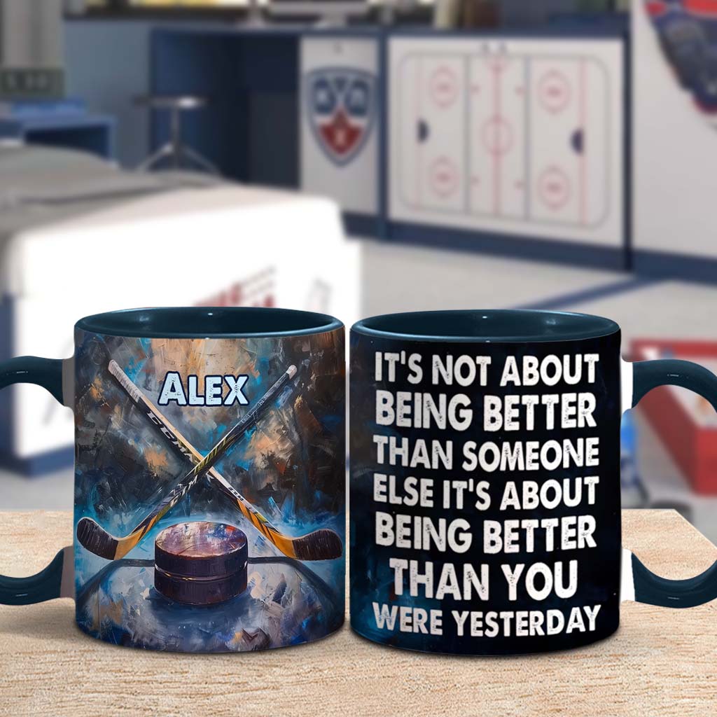 It's Being Better - Personalized Hockey Accent Mug