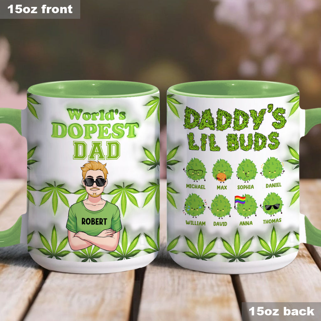 Daddy's Lil Buds World's Dopest Dad - Personalized Father Accent Mug