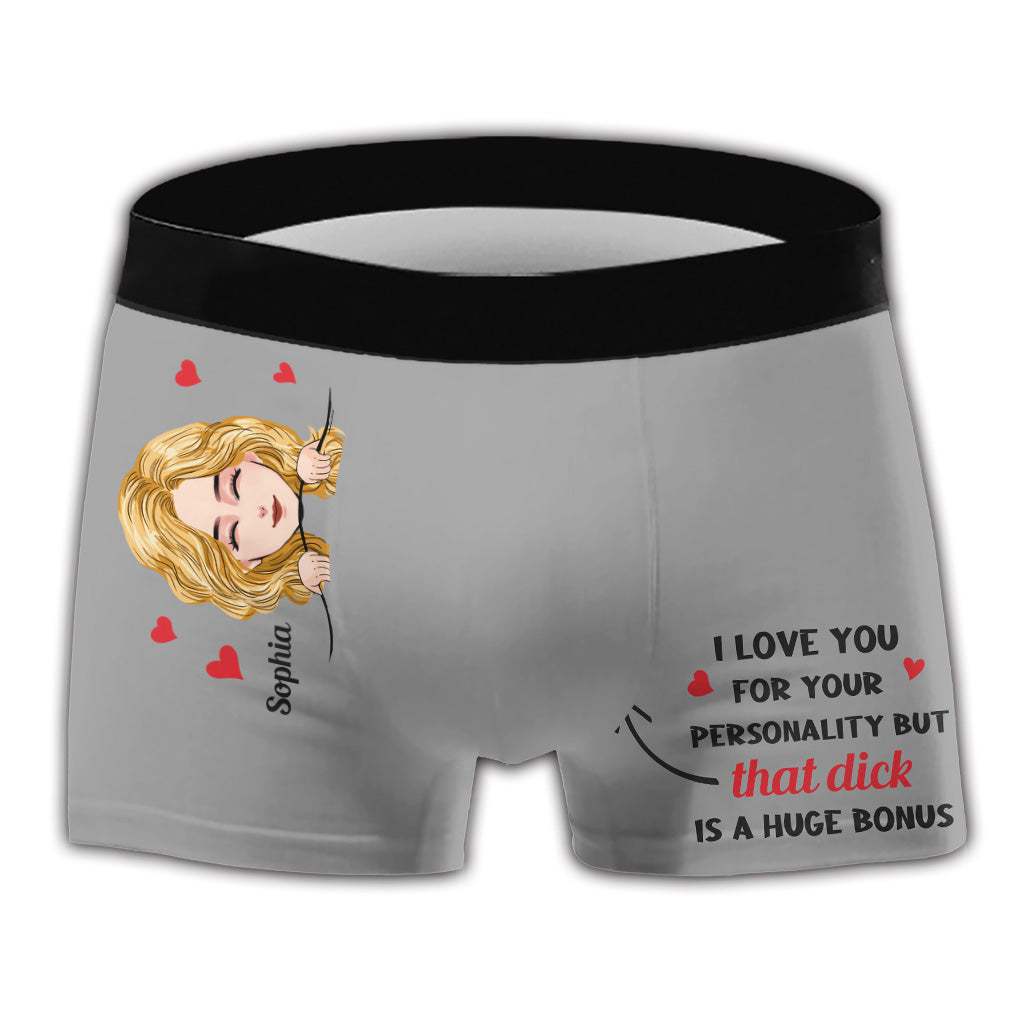 I Love You For Your Personality - Personalized Couple Couple Men's Boxer Briefs