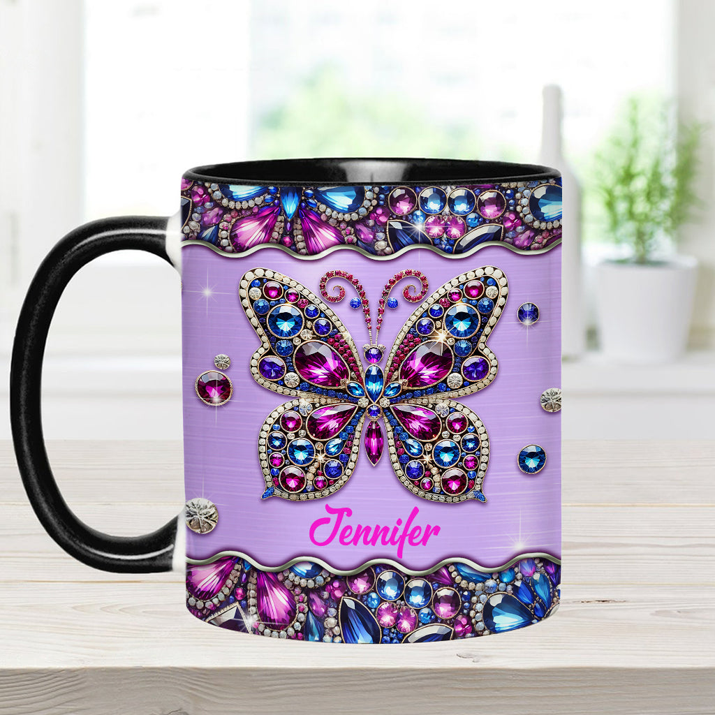 Sparkle Butterfly - Personalized Butterfly Accent Mug