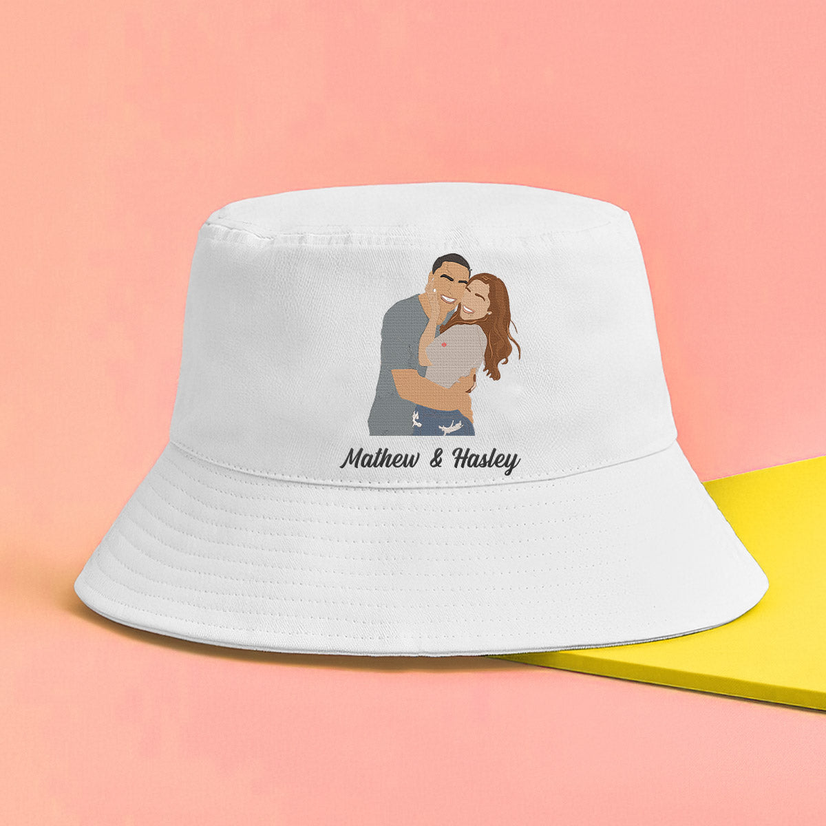 Custom 2D Photo - Personalized Couple Embroidered Bucket Hat