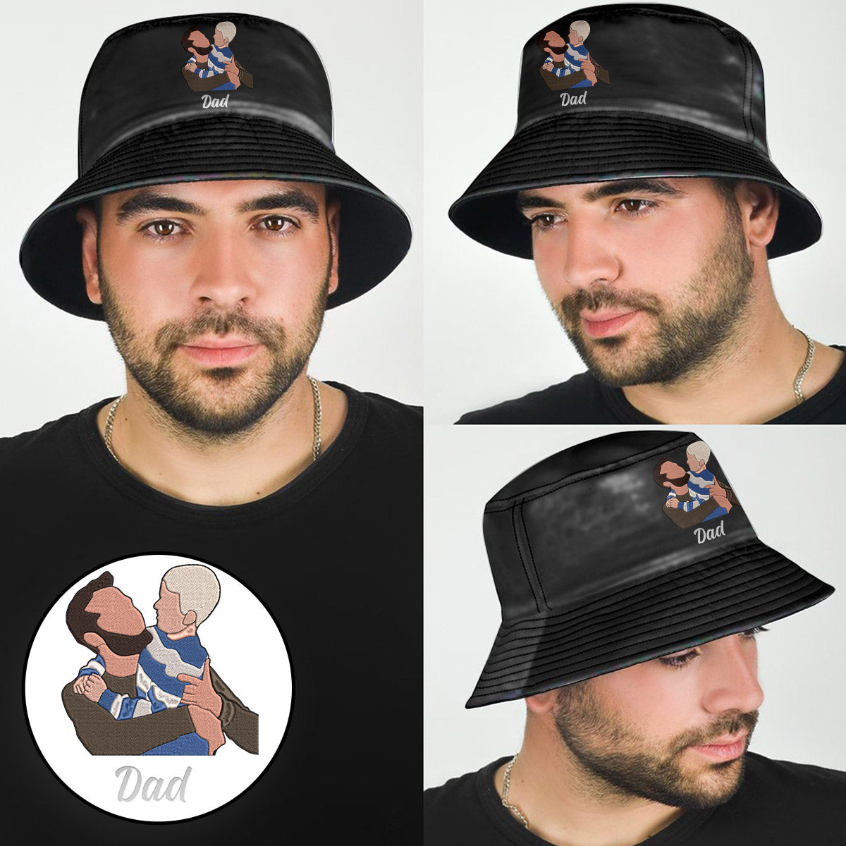 Custom 2D Photo - Personalized Step Dad Embroidered Bucket Hat