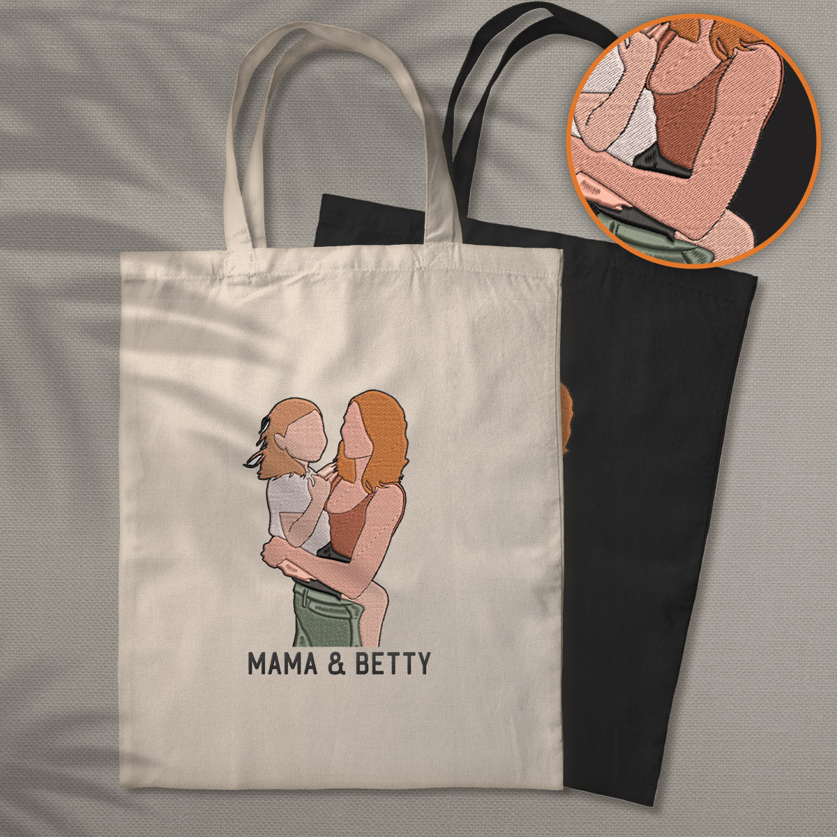 Custom 2D Photo - Personalized Mother Embroidered Tote Bag