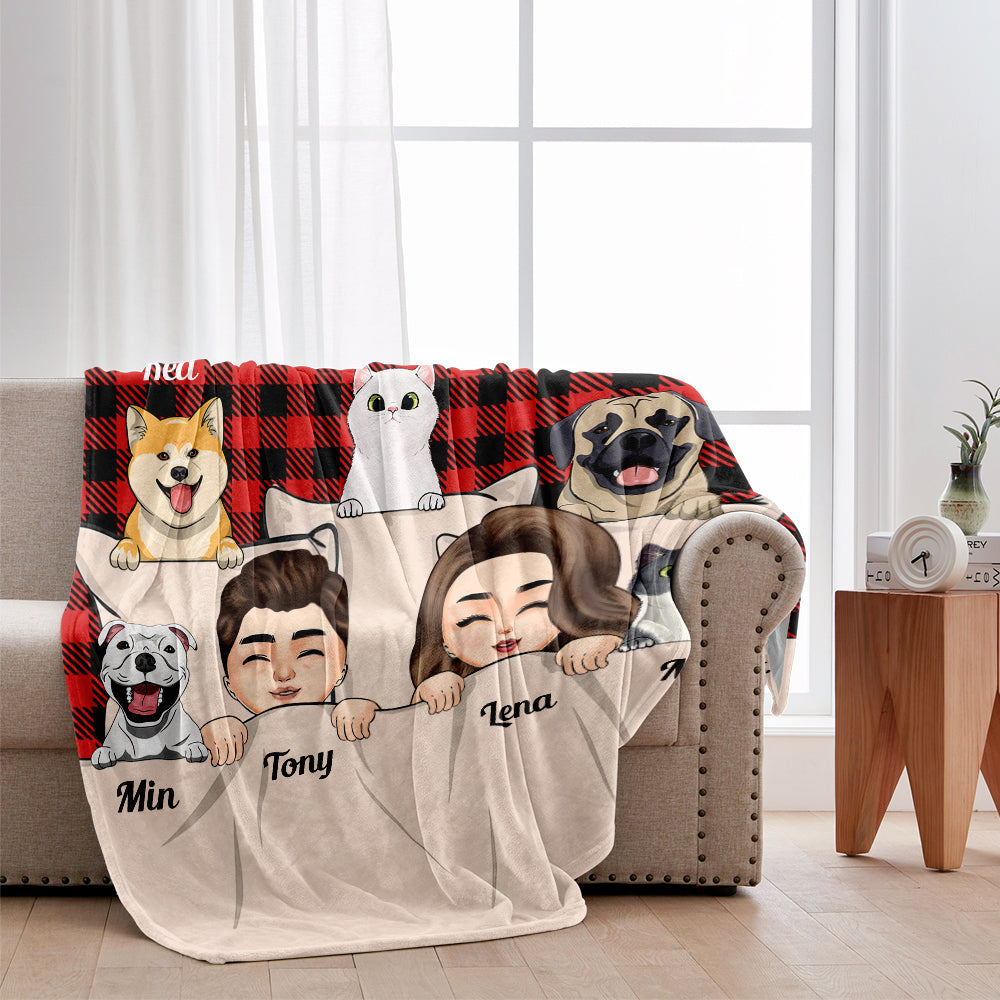 You & Me And The Fur Babies - Personalized Couple Blanket