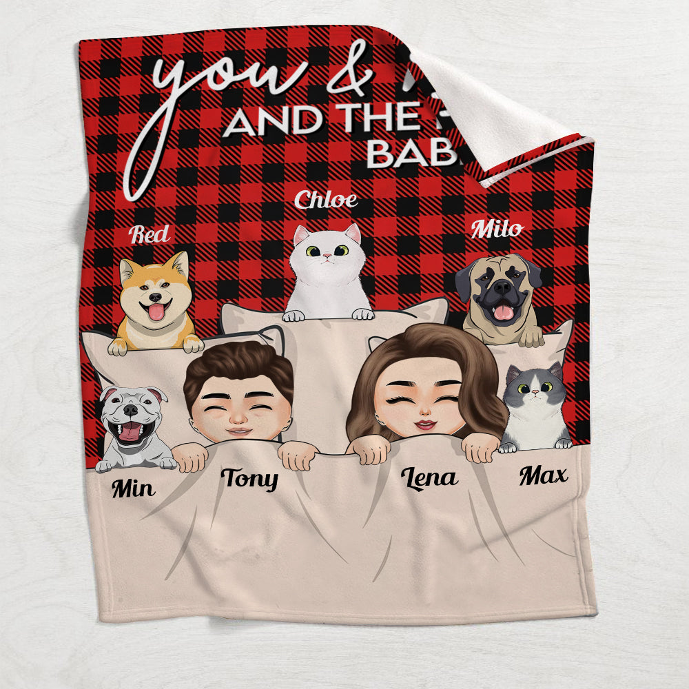 You & Me And The Fur Babies - Personalized Couple Blanket