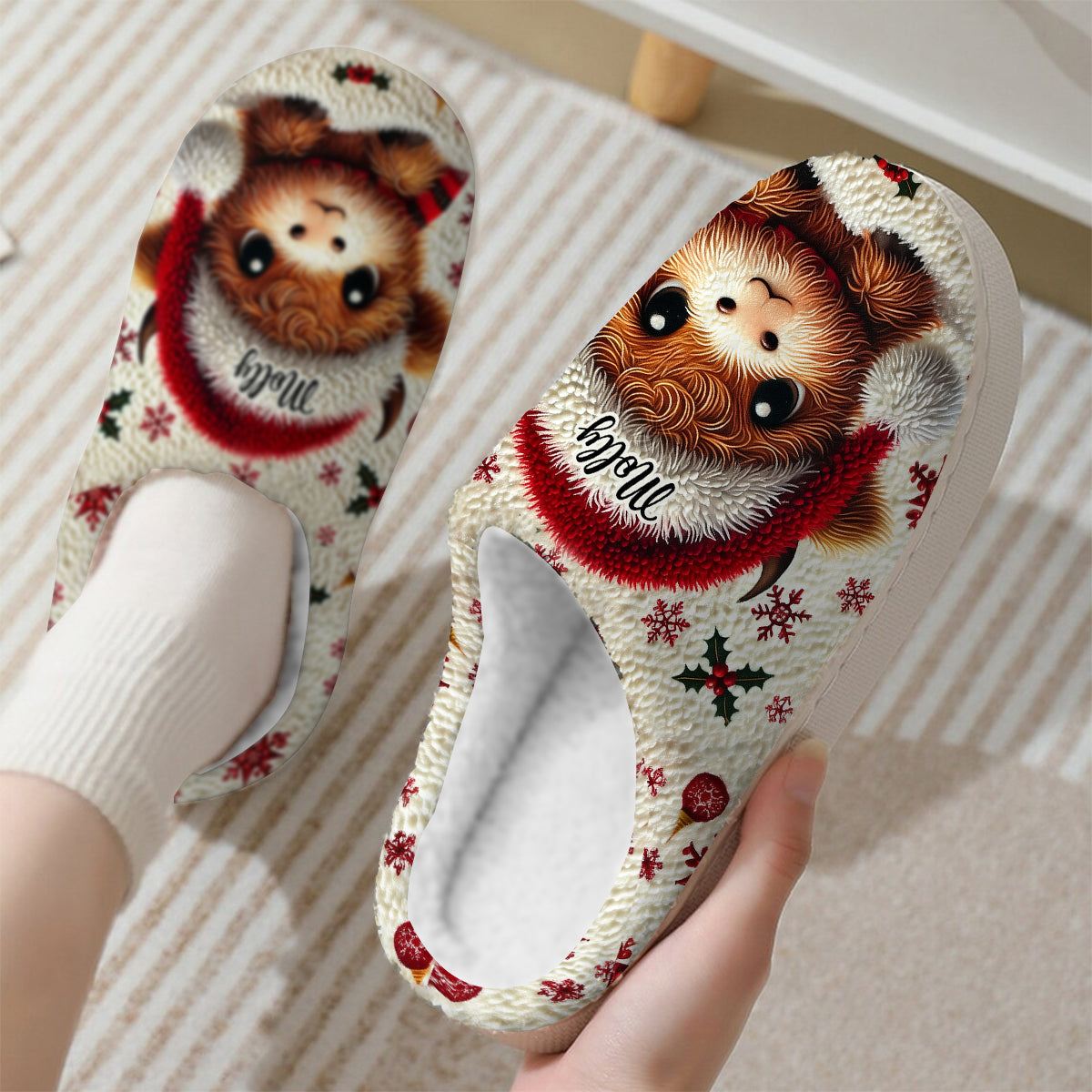 Beautiful Baby Highland Cow - Personalized Slippers