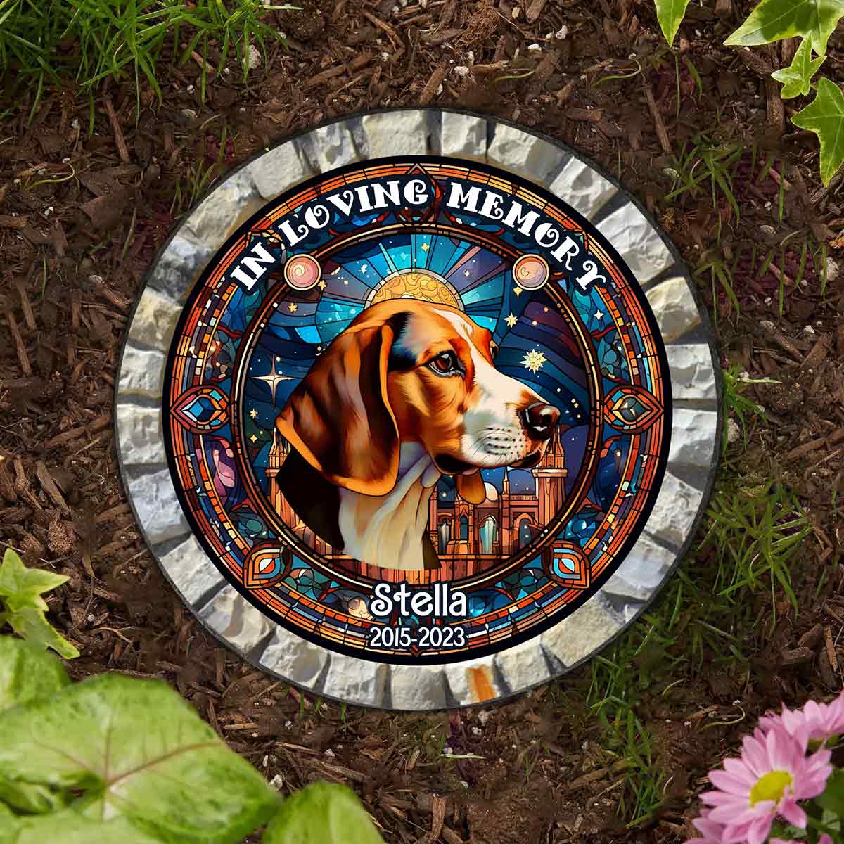 In Loving Memory - Personalized Dog Round Shaped Stone