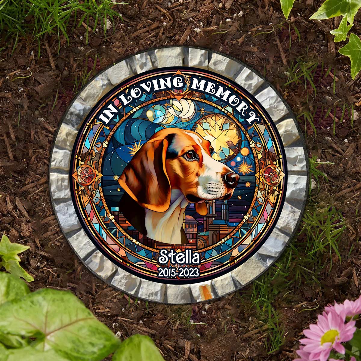 In Loving Memory - Personalized Dog Round Shaped Stone