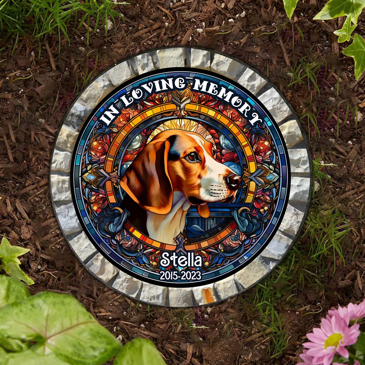 In Loving Memory - Personalized Dog Round Shaped Stone