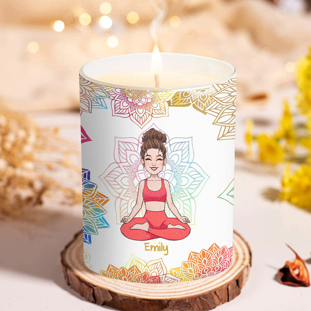 By Being Yourself - Personalized Yoga Candle With Wooden Lid