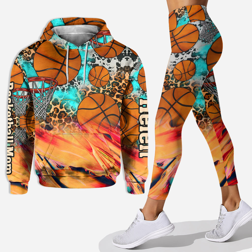 Basketball Mom Leopard - Personalized Basketball Hoodie and Leggings