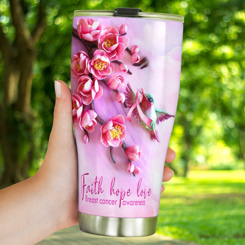 Faith Hope Love Breast Cancer Awareness Tumbler 0622