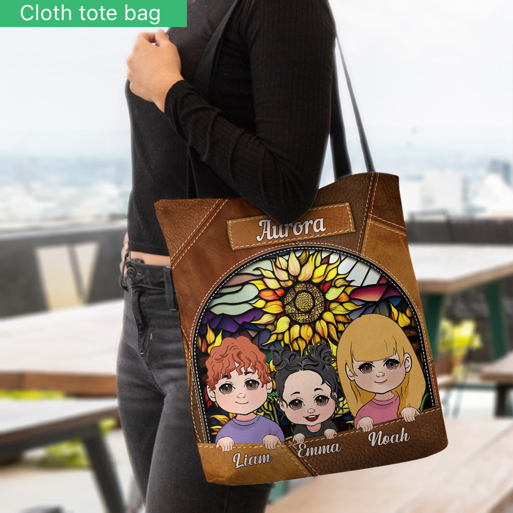 You Are My Sunshine Sunflower Stained Glass - Personalized Mother Tote Bag