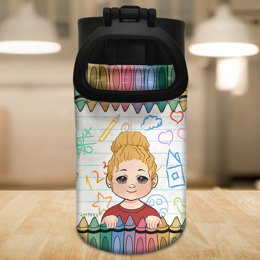 Crayon Colorful - Personalized Kids Water Bottle