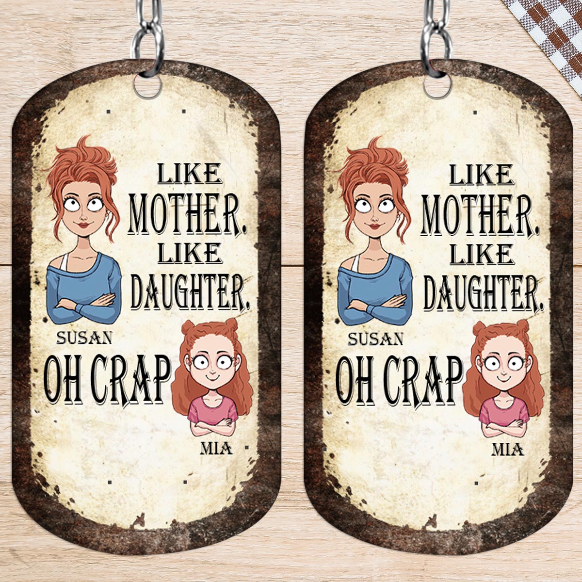Disover Like Father Like Daughter Like Son - Gift for dad, mom, son, daughter - Personalized Stainless Steel Keychain
