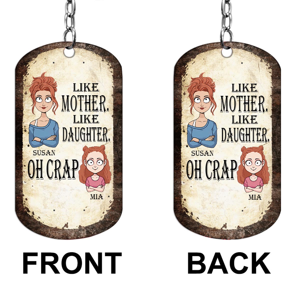 Disover Like Father Like Daughter Like Son - Gift for dad, mom, son, daughter - Personalized Stainless Steel Keychain