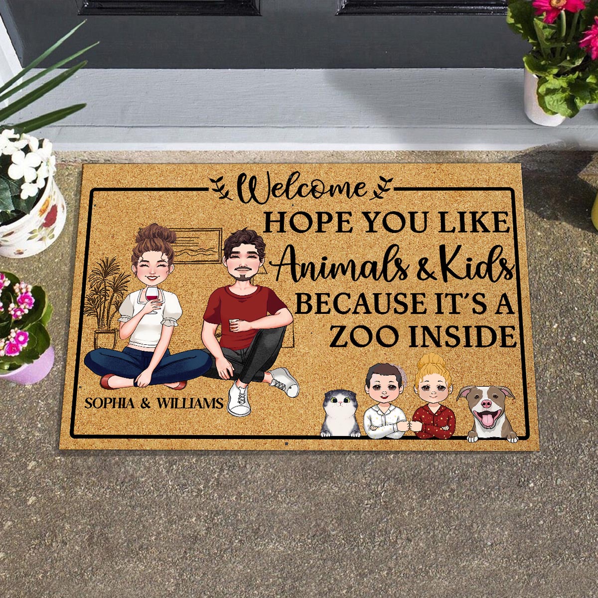 It's A Zoo Inside - Personalized Family Doormat