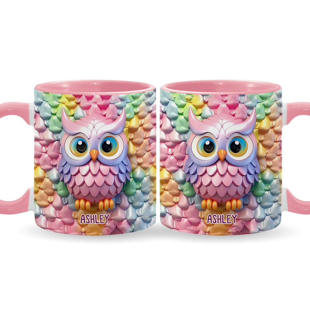 Colorful Owl - Personalized Owl Accent Mug