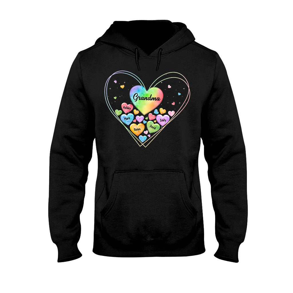 Colorful Heart Of Grandma Mother - Gift for grandma, grandma, mom - Personalized T-shirt And Hoodie