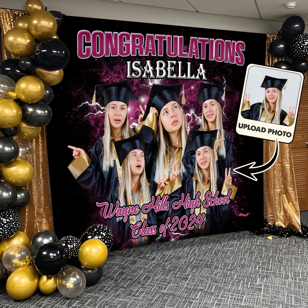 Senior Bootleg Photos Custom - Personalized Graduation Wall Tapestry