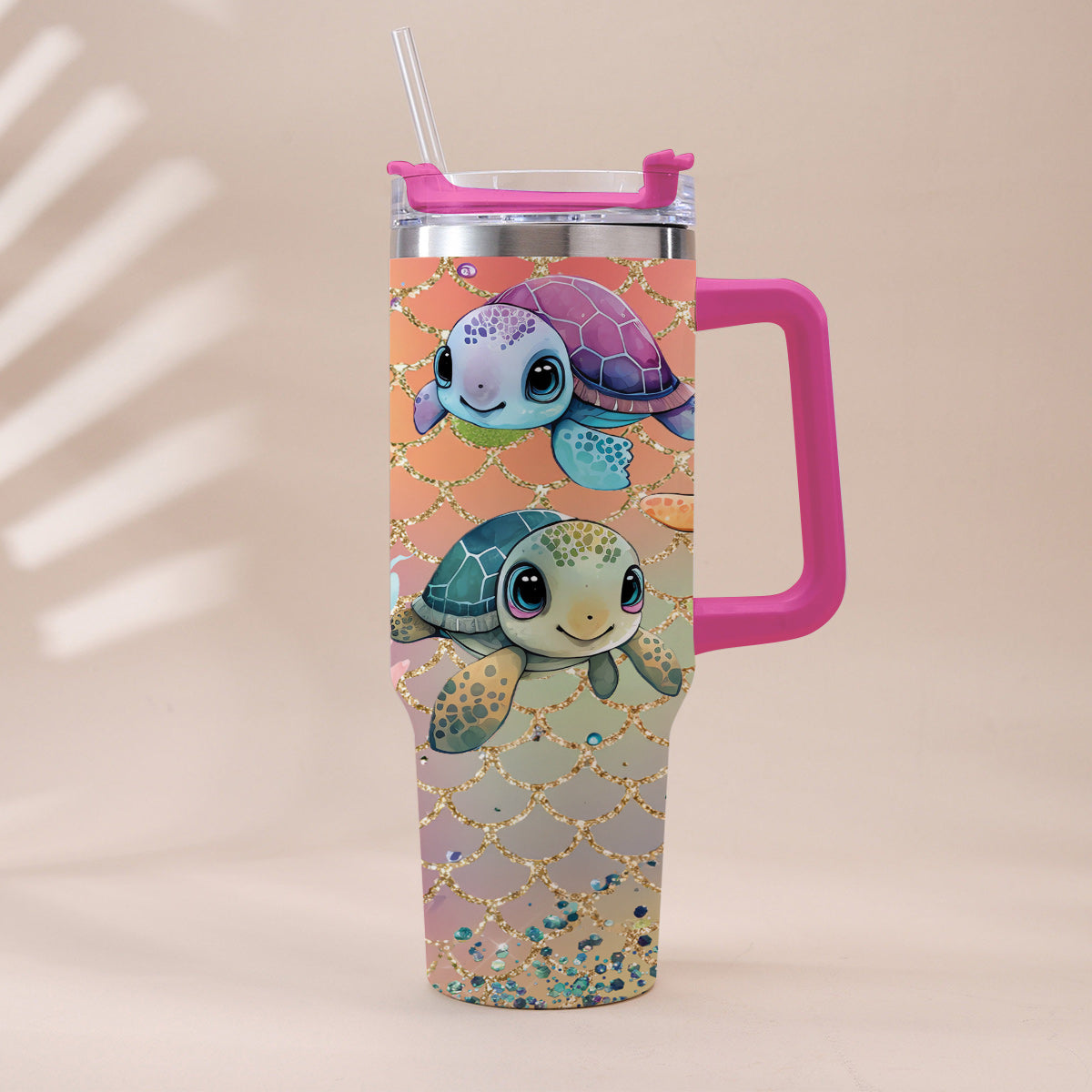 Cute Turtles - Personalized Turtle Tumbler With Handle