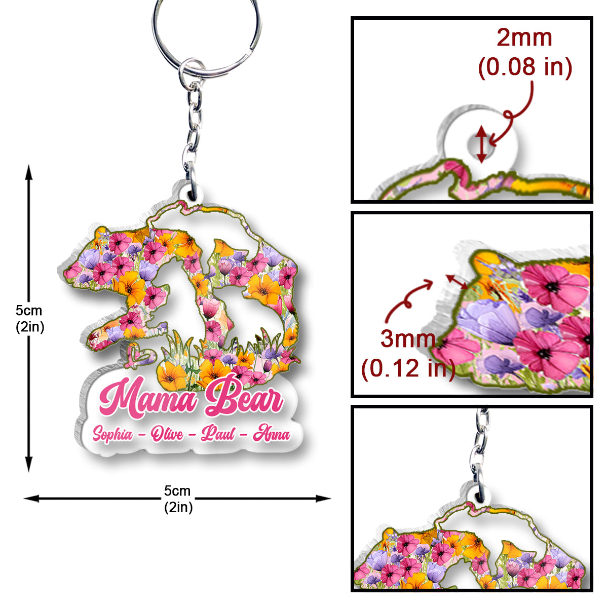 Mama Bear - Personalized Mother Transparent Keychain