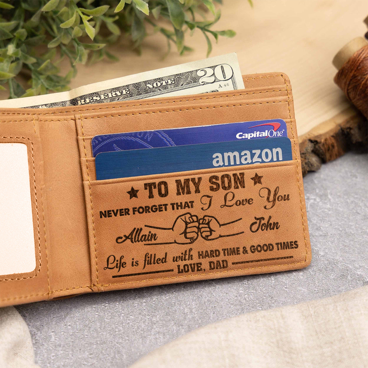 To My Son - Personalized Son Leather Wallet