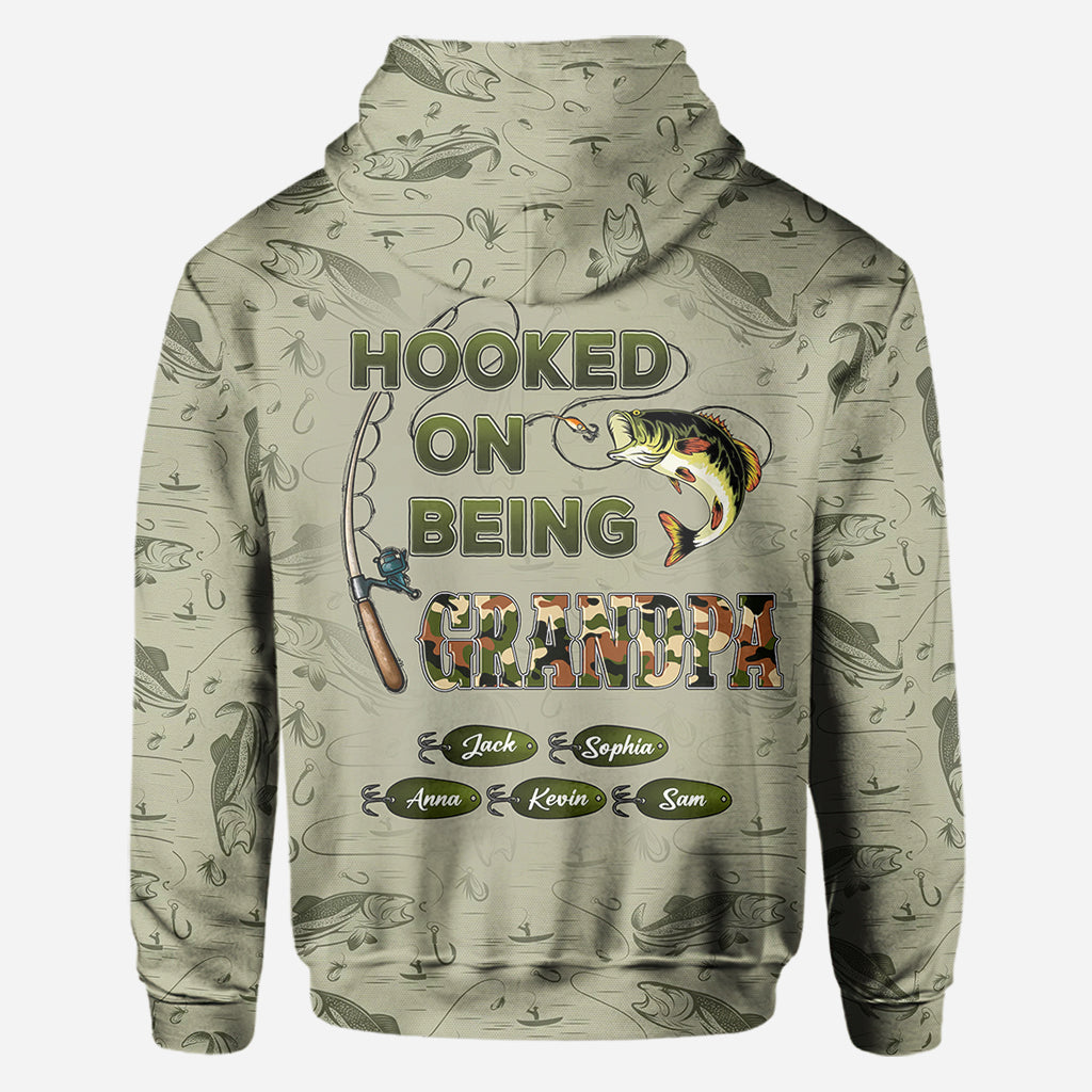 Hooked On Being Dad/ Grandpa... - Personalized Fishing All Over Shirt