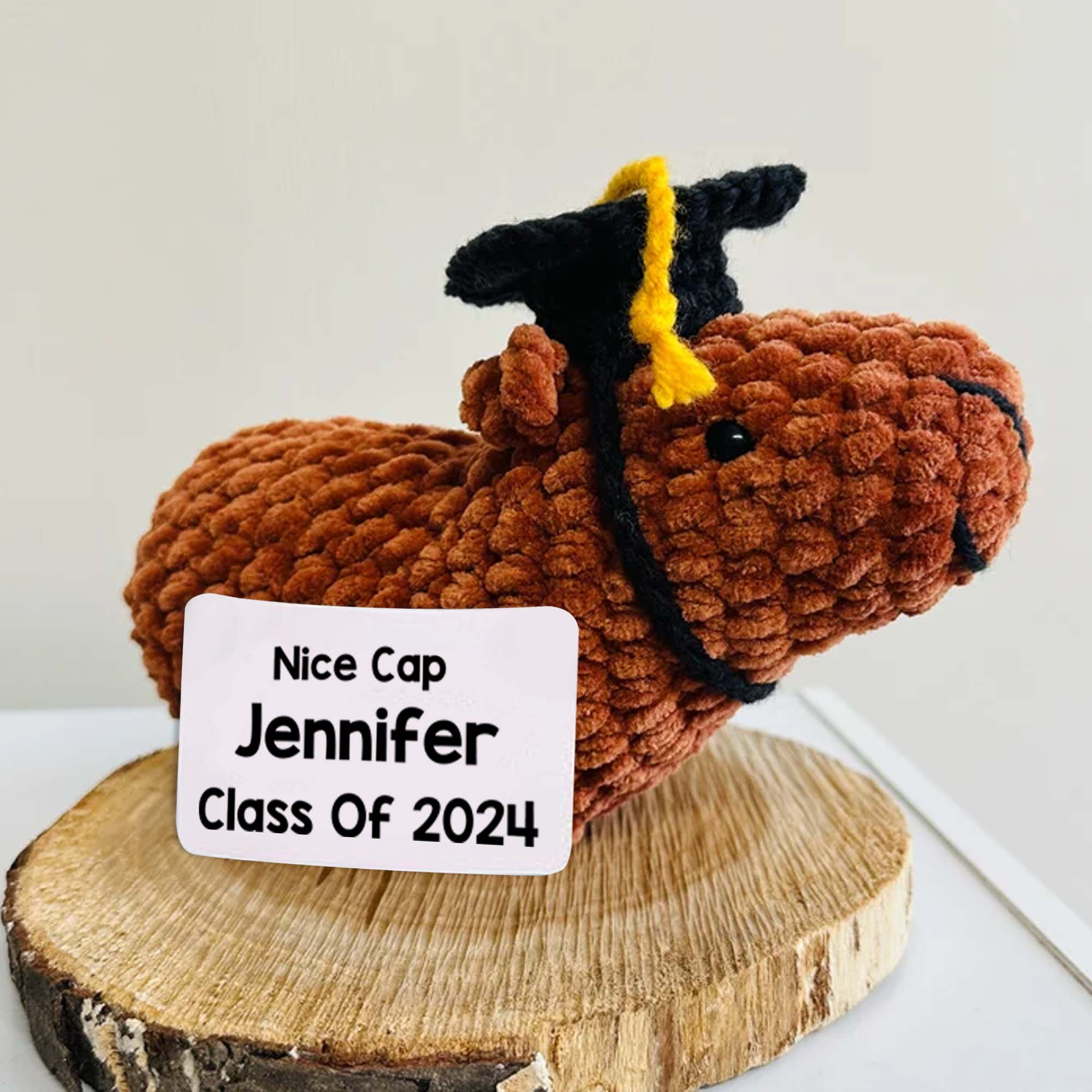 Nice Cap Graduate Capybara - Personalized Graduation Hand Knitted Figurine