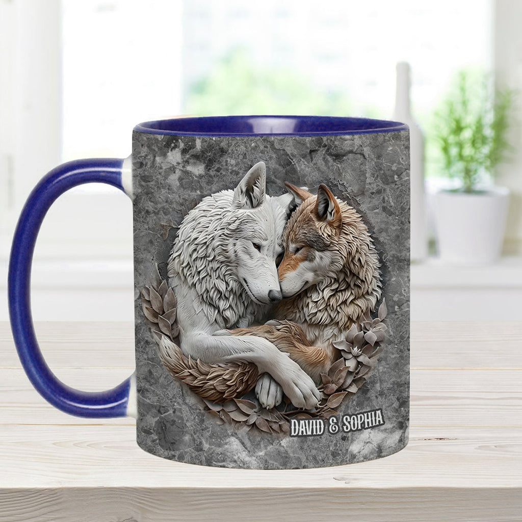 Wolf Couple - Personalized Wolf Accent Mug