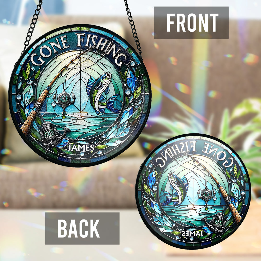 Gone Fishing - Personalized Fishing Stained Glass Suncatcher