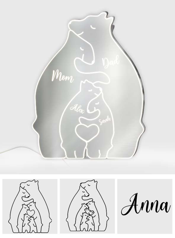 Bear Family - Personalized Family Mirror Light