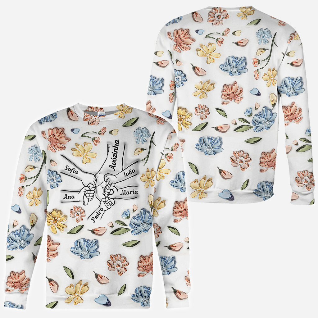 Mom's Love Hands Holding Pastel Floral - Personalized Mother All Over Shirt