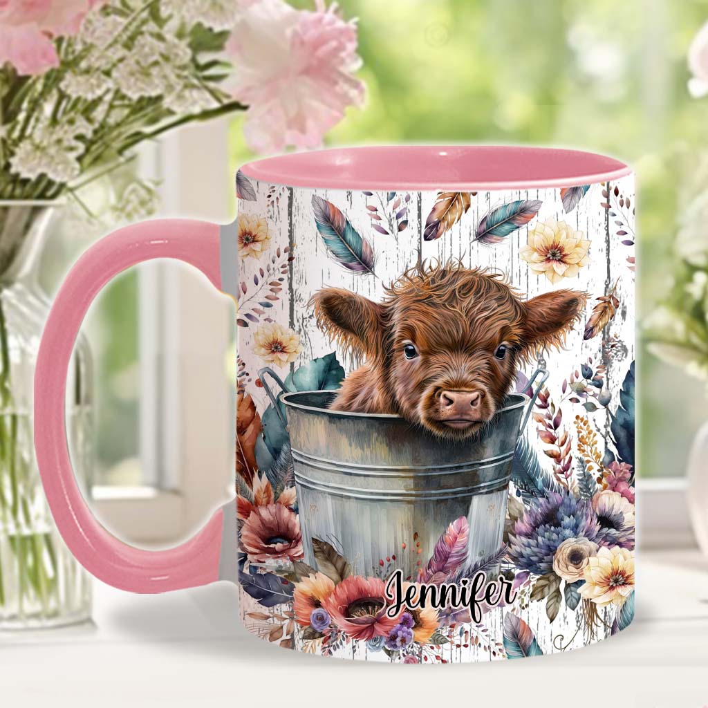 Baby Highland Cow Western Style - Personalized Accent Mug