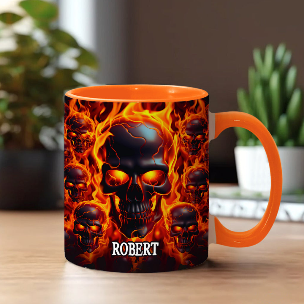 Melted Skull On Fire - Personalized Skull Accent Mug