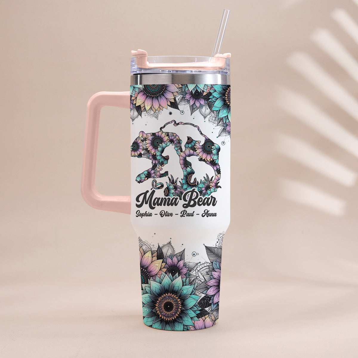 Mama Bear - Personalized Mother Tumbler With Handle