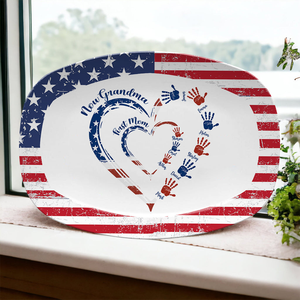 First Mom Now Grandma - Personalized Grandma Plate